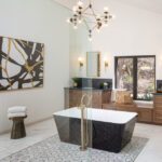 Rustic luxury bathroom design by Nikki Klugh Design Group